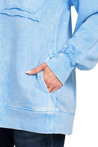 Halo Washed French Terry Pullover Sweatshirt in Sky Blue