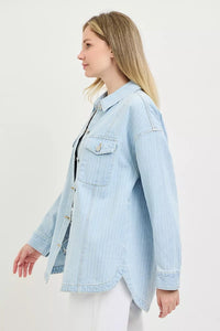 Risen Oversized Stripe Denim Shirt Jacket