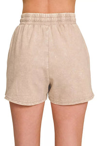Zenana French Terry Acid Washed Relaxed Top & Shorts Set