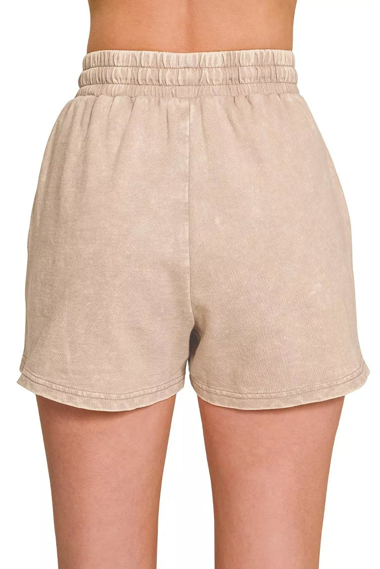 Zenana French Terry Acid Washed Relaxed Top & Shorts Set