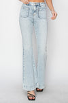 Risen High Rise Front Patch Pocket Flare Jeans