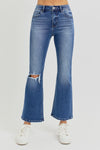 RISEN High Rise Distressed Crop Flare Jeans