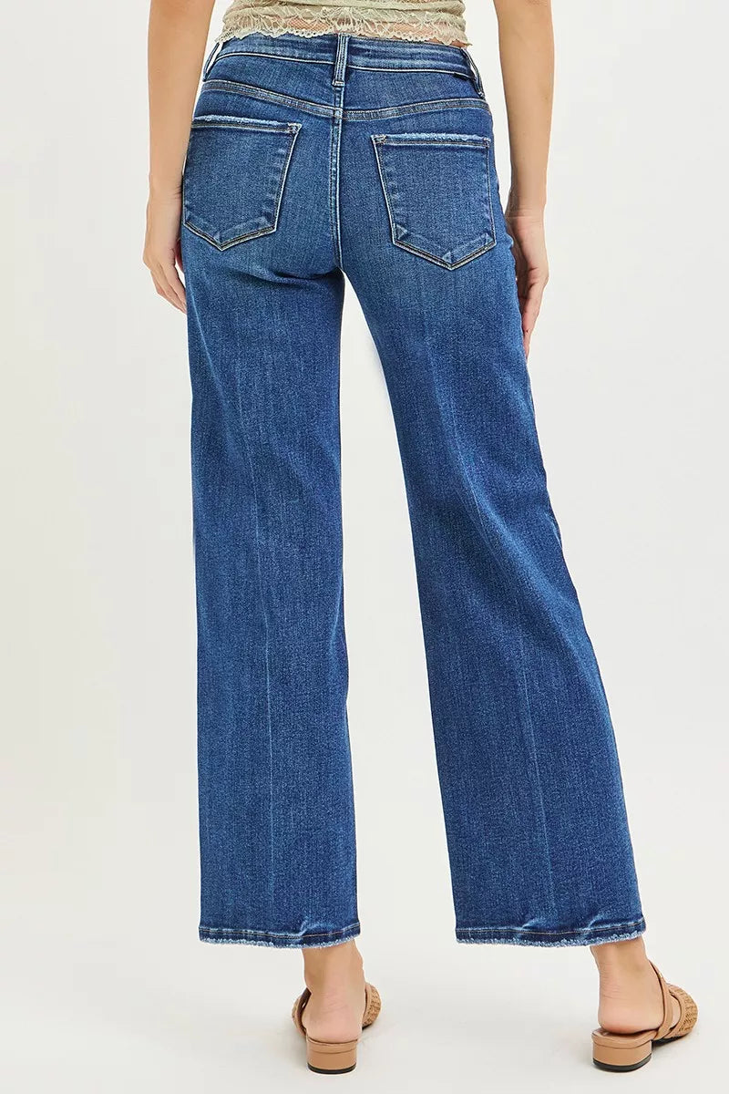 Risen High Rise Tummy Control Ankle Straight Jeans