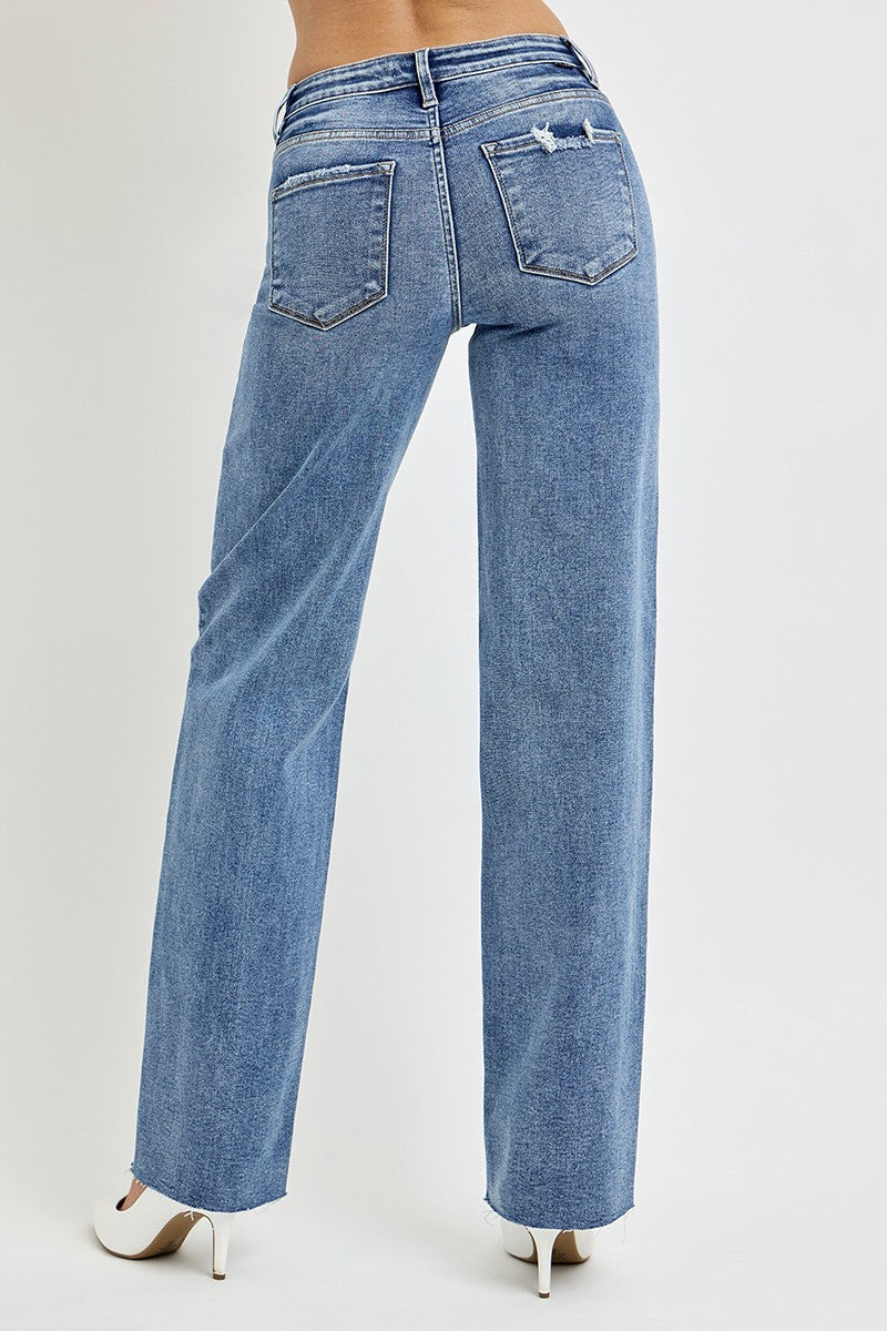 RISEN High Rise Straight Leg Baggy Jeans