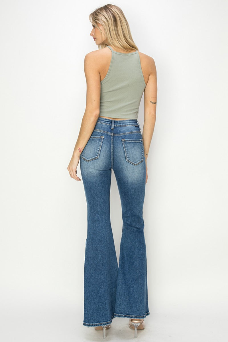 RISEN High Rise Front Seam Detail Flare Jeans