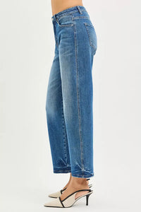 Risen Mid Rise Slouchy Cropped Barrel Jeans