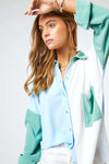 Oversized Colorblock Button Down Shirt