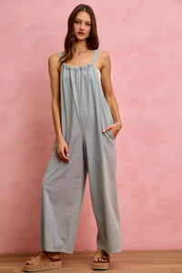 Wide Leg Lightweight Denim Overalls