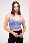 Mineral Wash Ribbed Cropped V-Neck Tank Top