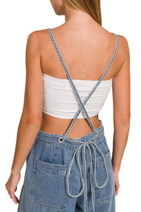 Wide Leg Medium Washed Denim Overalls