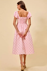 Pink Polka Dot Midi Dress