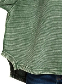 Zenana Acid Washed Exposed Seam Pullover in Dark Green