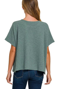 Zenana Cotton Slub Oversize Tee in Ash Jade