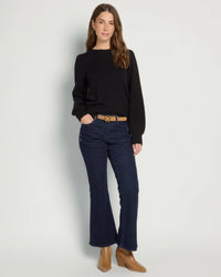 Seventy Eight and Sunny Pacific Puff Shoulder Crew Neck Sweater in Black