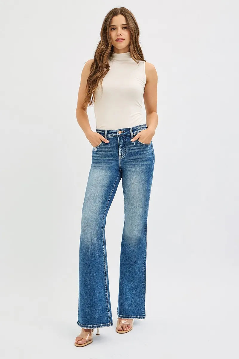 Risen High Rise Tummy Control Flare Jeans
