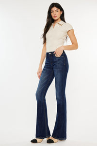 Kancan Mid Rise Dark Wash Flare Jeans