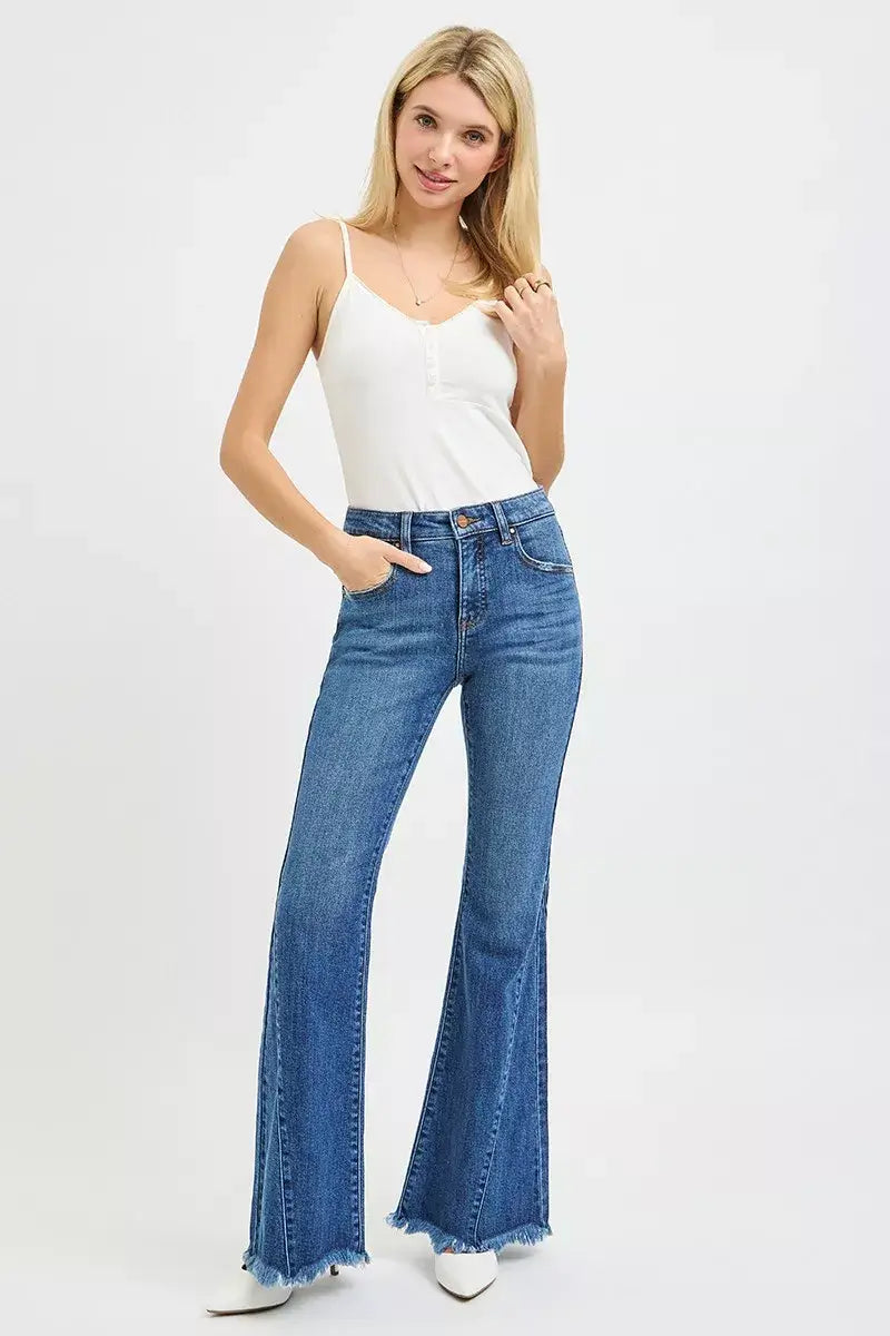 Risen Mid Rise with Side Seam Detailing Flare Jeans