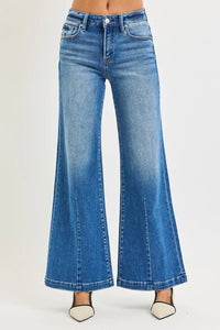 Risen Mid Rise Wide Leg with Flare Jeans