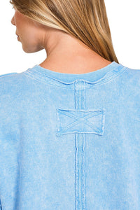 Halo Washed French Terry Pullover Sweatshirt in Sky Blue