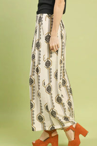 Geometric Print Wide Leg Pants