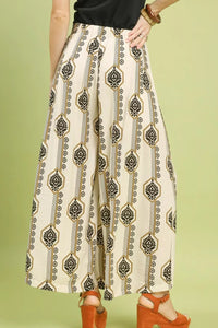 Geometric Print Wide Leg Pants