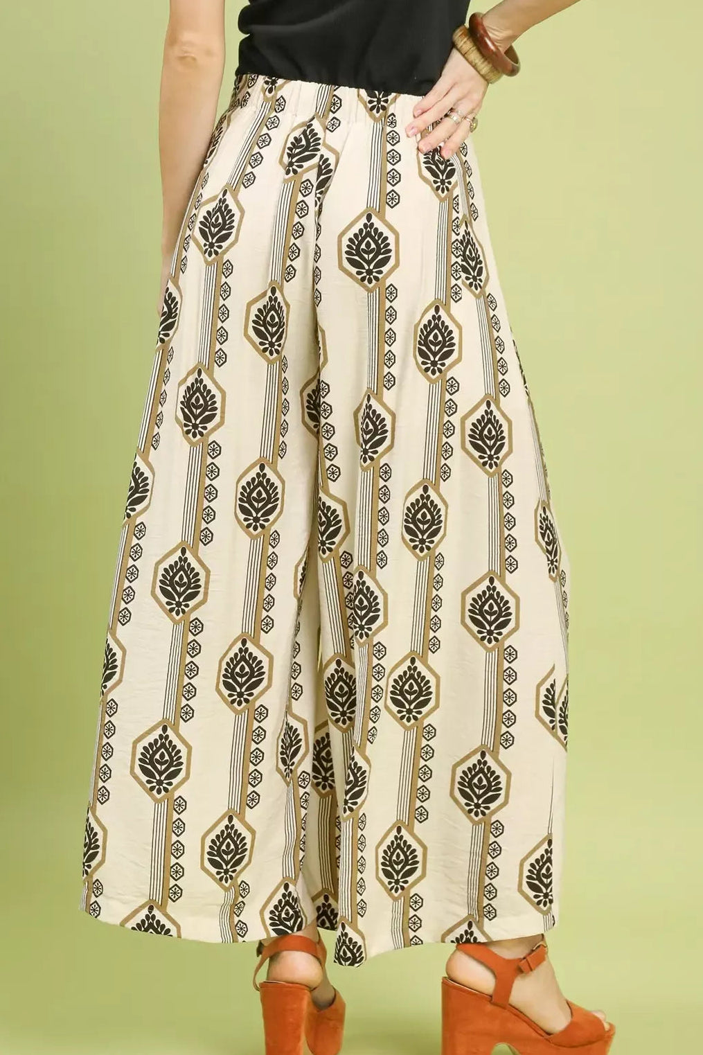 Geometric Print Wide Leg Pants