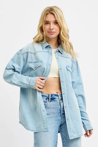 Risen Western Yoke Style Relaxed Fit Denim Shirts RDJ9208