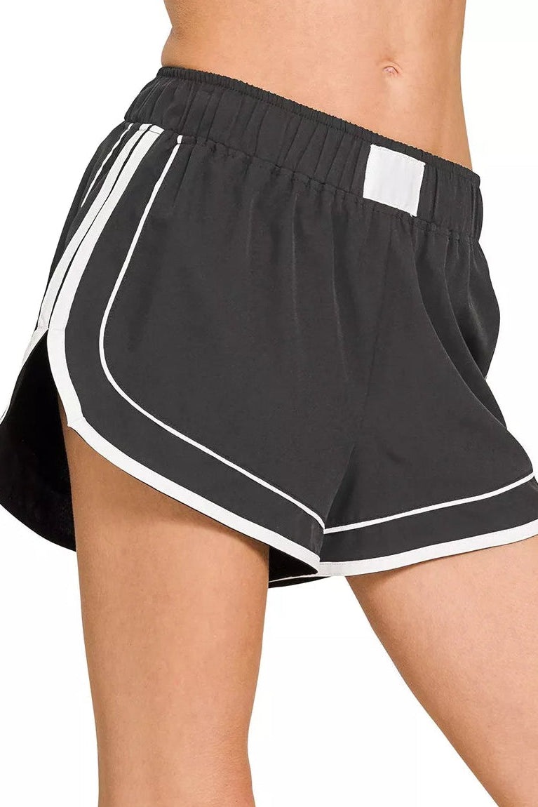 Zenana Soft Woven Lined Dolphin Shorts in Black