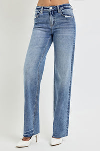 RISEN High Rise Straight Leg Baggy Jeans