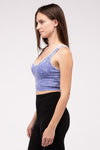 Mineral Wash Ribbed Cropped V-Neck Tank Top