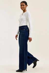 Judy Blue High Rise Lux Retro Wide Leg Dark Wash Jeans 82748