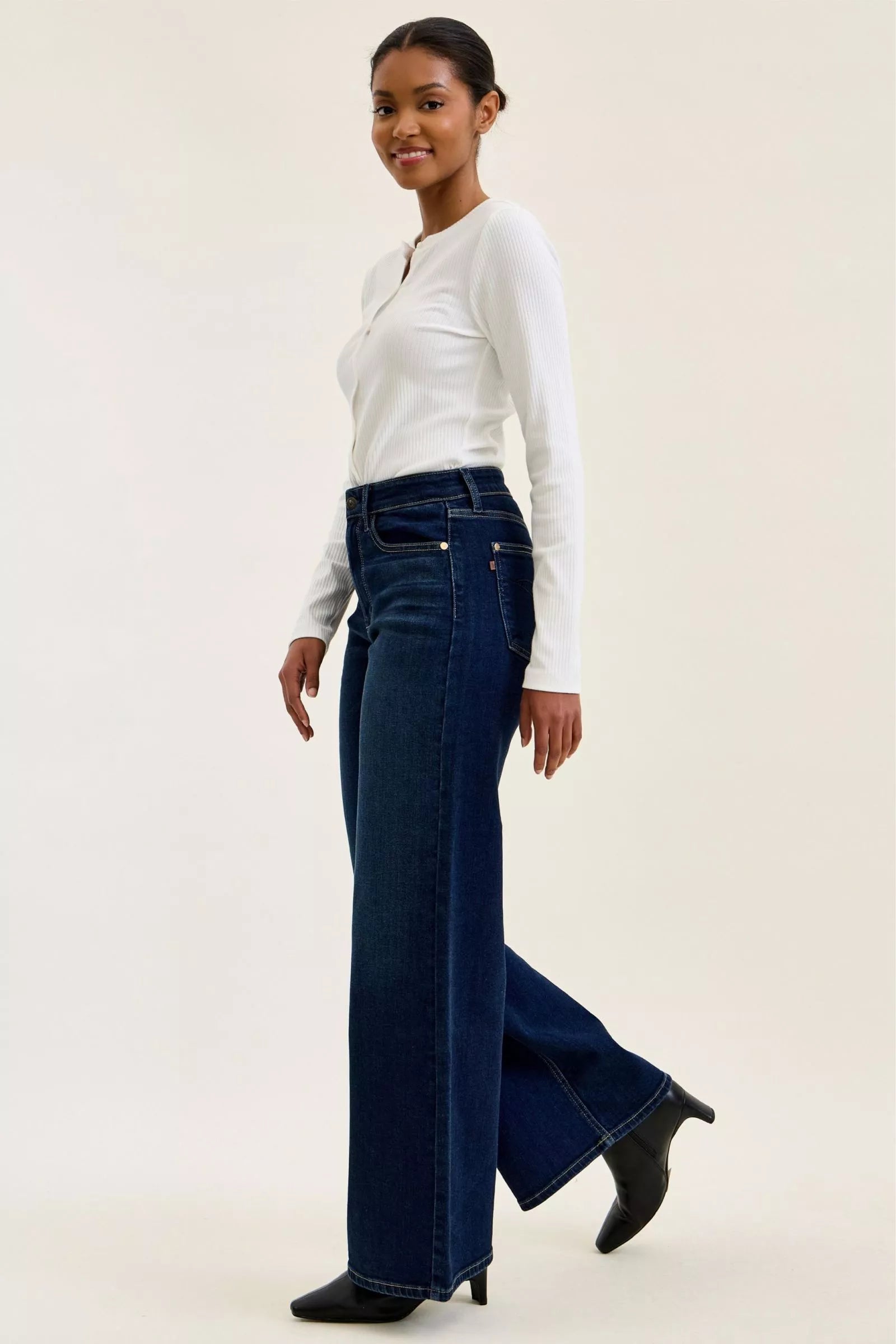 Judy Blue High Rise Lux Retro Wide Leg Dark Wash Jeans 82748