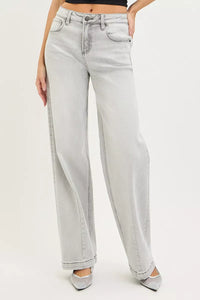Risen High Rise Slouchy Baggy Light Grey Jeans