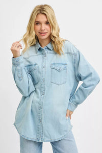 Risen Western Yoke Style Relaxed Fit Denim Shirts RDJ9208