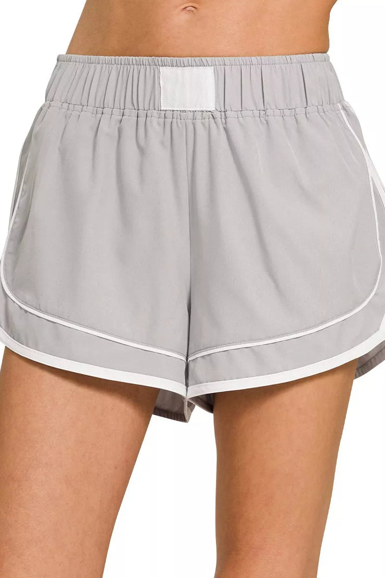 Woven Lined Dolphin Shorts in Light Grey