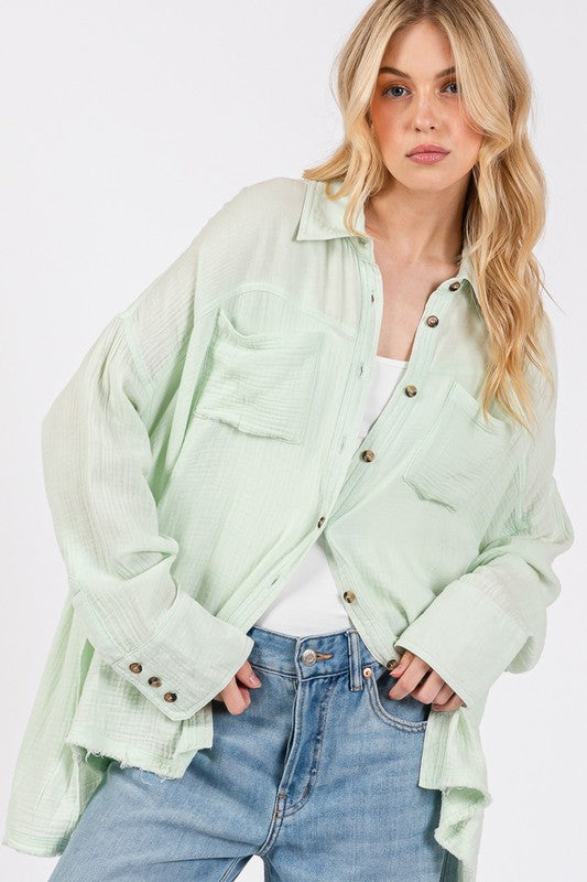 Lime Oversized Button-Down Shirt