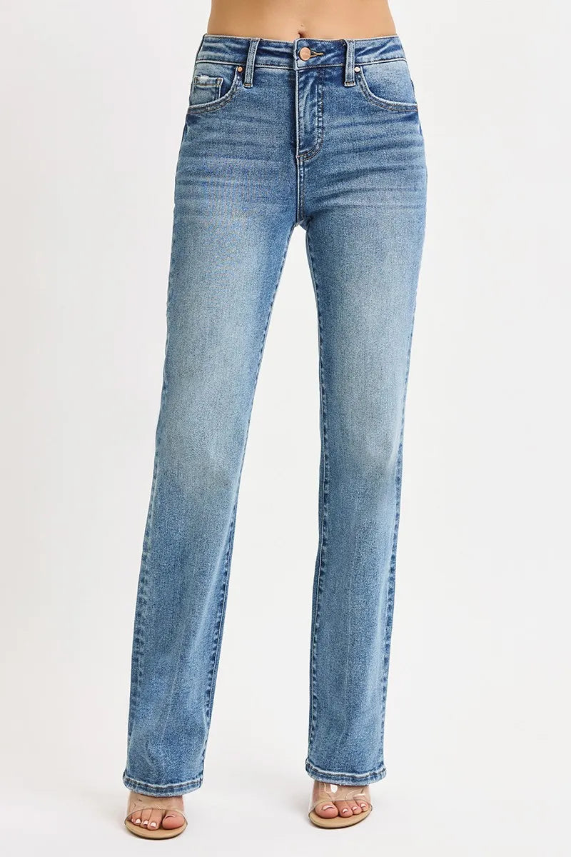 Risen High Rise Tummy Control Classic Straight Jeans