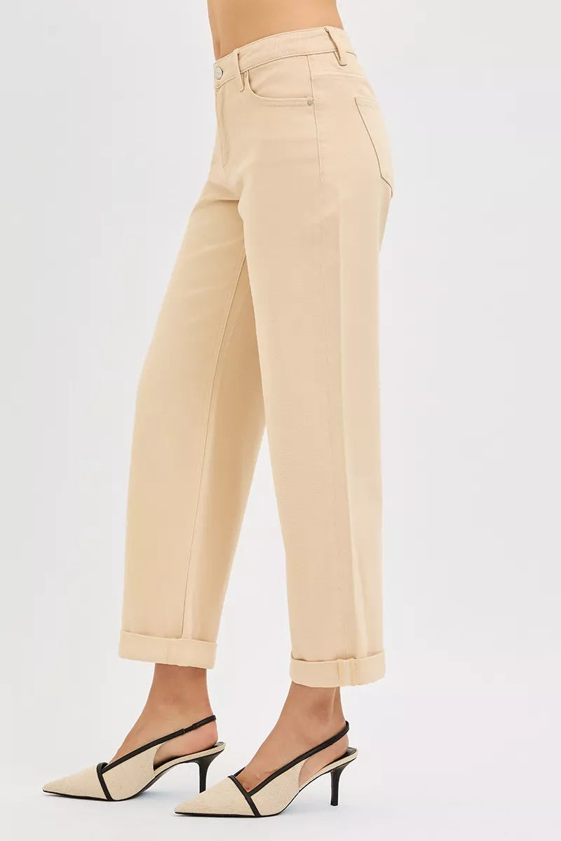 Risen Tummy Control Mid Rise Ankle Relaxed Barrel Jeans