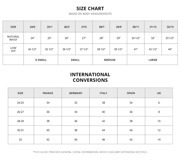 Vervet size chart