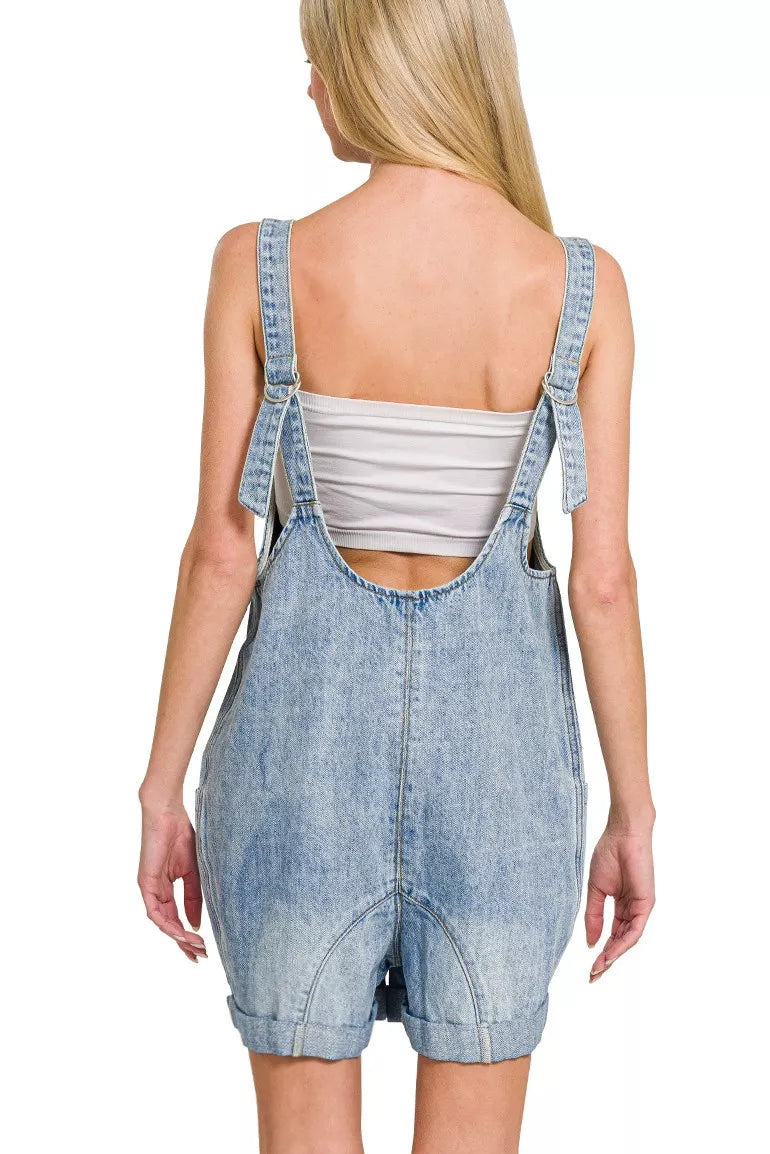Zenana Denim Short Overalls