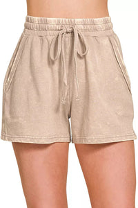 Zenana French Terry Acid Washed Relaxed Top & Shorts Set