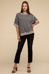 Contrast Trim Drop Shoulder Casual Top