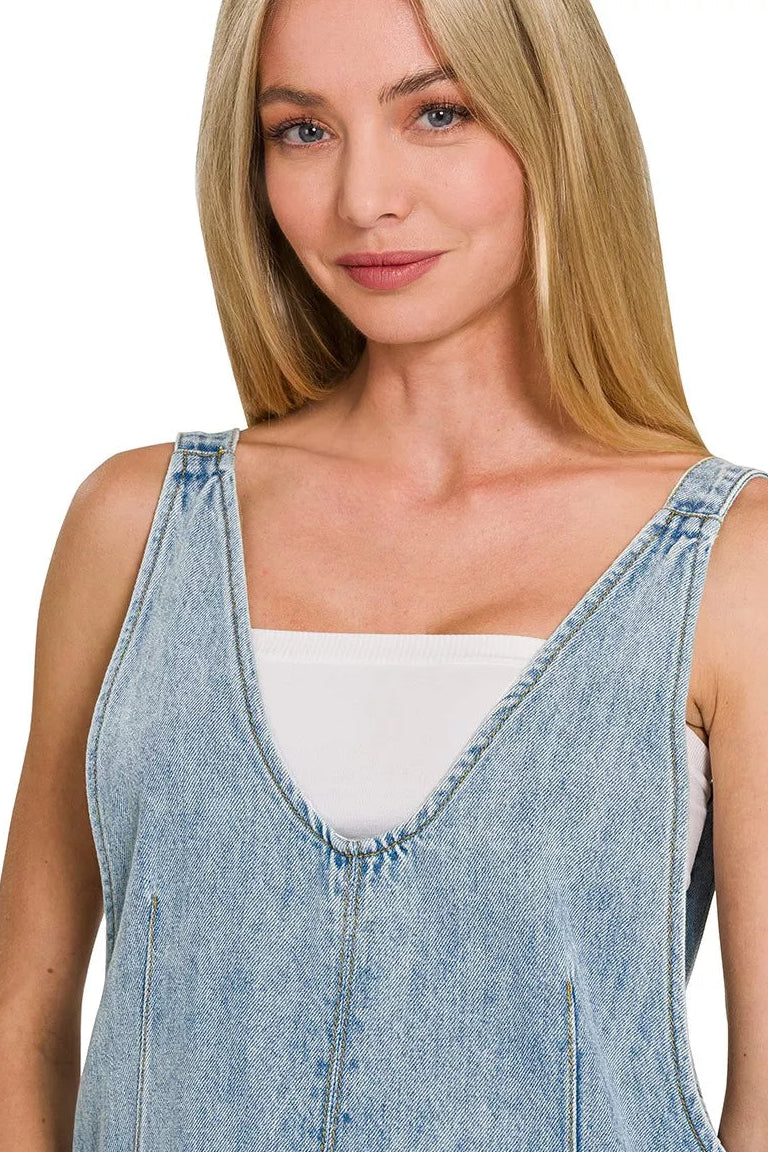 Zenana Denim Short Overalls