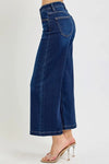 Risen High Rise Dark Wash Crop Wide Leg Jeans