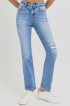 RISEN High Rise Ankle Straight Knee Distressed Jeans