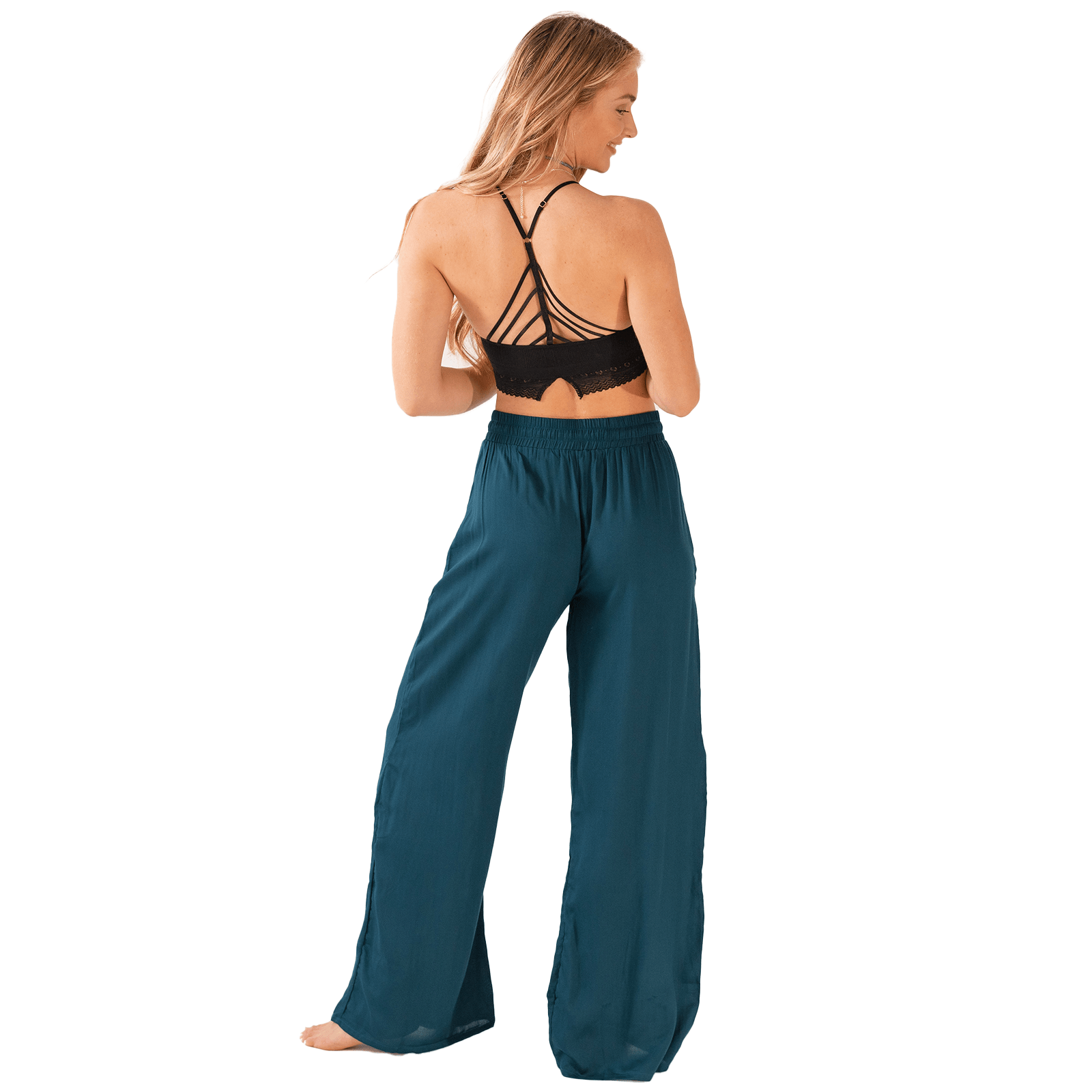 Lotus and Luna Deep Teal Wide Leg Drawstring Pants