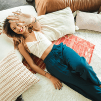 Lotus and Luna Deep Teal Wide Leg Drawstring Pants