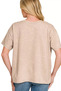 Zenana French Terry Acid Washed Relaxed Top & Shorts Set