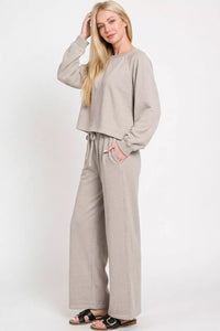 Zenana Washed French Terry Pullover & Pants Set