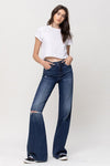 Flying Monkey High Rise Distressed Wide Leg Jeans